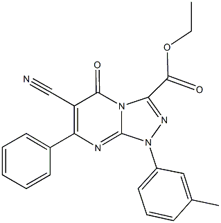 ethyl 6-cyano-1-(3-methylphenyl)-5-oxo-7-phenyl-1,5-dihydro[1,2,4]triazolo[4,3-a]pyrimidine-3-carboxylate Struktur