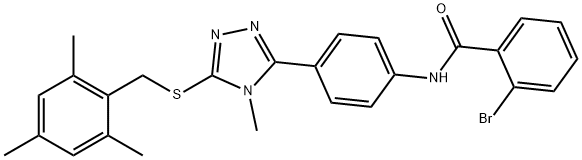 2-bromo-N-(4-{5-[(mesitylmethyl)sulfanyl]-4-methyl-4H-1,2,4-triazol-3-yl}phenyl)benzamide Struktur