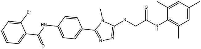 2-bromo-N-[4-(5-{[2-(mesitylamino)-2-oxoethyl]sulfanyl}-4-methyl-4H-1,2,4-triazol-3-yl)phenyl]benzamide Struktur