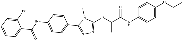 2-bromo-N-[4-(5-{[2-(4-ethoxyanilino)-1-methyl-2-oxoethyl]sulfanyl}-4-methyl-4H-1,2,4-triazol-3-yl)phenyl]benzamide Struktur