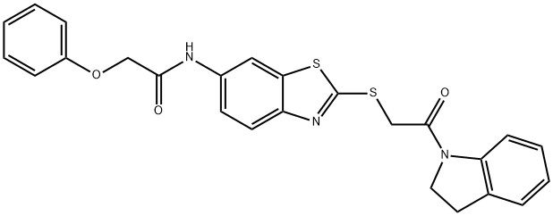 N-(2-{[2-(2,3-dihydro-1H-indol-1-yl)-2-oxoethyl]sulfanyl}-1,3-benzothiazol-6-yl)-2-phenoxyacetamide Struktur