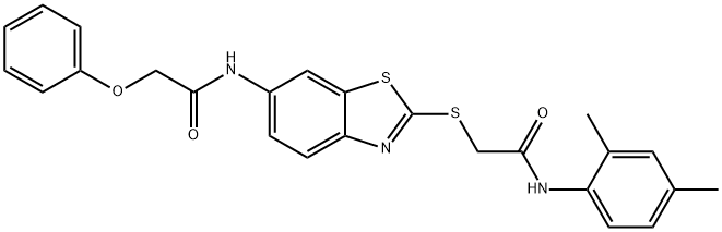 N-(2-{[2-(2,4-dimethylanilino)-2-oxoethyl]sulfanyl}-1,3-benzothiazol-6-yl)-2-phenoxyacetamide Struktur