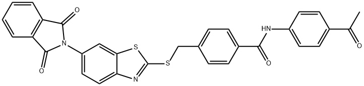 N-(4-acetylphenyl)-4-({[6-(1,3-dioxo-1,3-dihydro-2H-isoindol-2-yl)-1,3-benzothiazol-2-yl]sulfanyl}methyl)benzamide Struktur