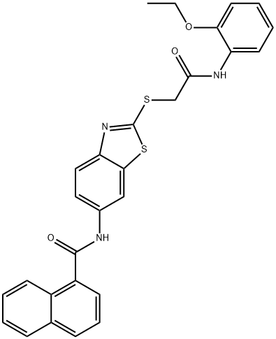 N-(2-{[2-(2-ethoxyanilino)-2-oxoethyl]sulfanyl}-1,3-benzothiazol-6-yl)-1-naphthamide Struktur