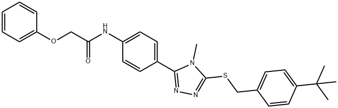 N-(4-{5-[(4-tert-butylbenzyl)sulfanyl]-4-methyl-4H-1,2,4-triazol-3-yl}phenyl)-2-phenoxyacetamide Struktur