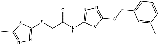 N-{5-[(3-methylbenzyl)sulfanyl]-1,3,4-thiadiazol-2-yl}-2-[(5-methyl-1,3,4-thiadiazol-2-yl)sulfanyl]acetamide Struktur