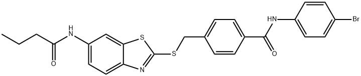 N-(4-bromophenyl)-4-({[6-(butyrylamino)-1,3-benzothiazol-2-yl]sulfanyl}methyl)benzamide Struktur