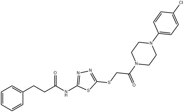 N-[5-({2-[4-(4-chlorophenyl)-1-piperazinyl]-2-oxoethyl}sulfanyl)-1,3,4-thiadiazol-2-yl]-3-phenylpropanamide Struktur