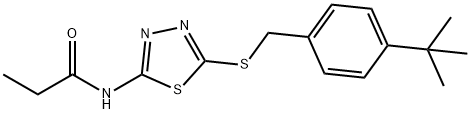 N-{5-[(4-tert-butylbenzyl)sulfanyl]-1,3,4-thiadiazol-2-yl}propanamide Struktur