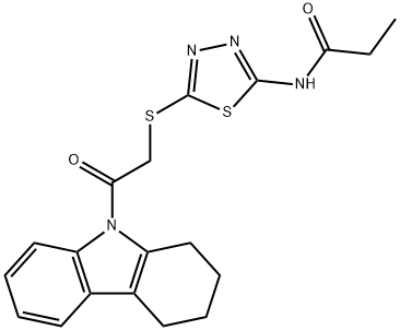 N-(5-{[2-oxo-2-(1,2,3,4-tetrahydro-9H-carbazol-9-yl)ethyl]sulfanyl}-1,3,4-thiadiazol-2-yl)propanamide Struktur