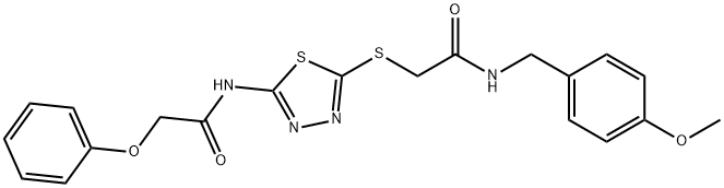 N-[5-({2-[(4-methoxybenzyl)amino]-2-oxoethyl}sulfanyl)-1,3,4-thiadiazol-2-yl]-2-phenoxyacetamide Struktur