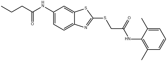 N-(2-{[2-(2,6-dimethylanilino)-2-oxoethyl]sulfanyl}-1,3-benzothiazol-6-yl)butanamide Struktur