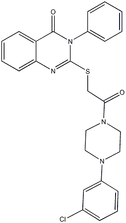 2-({2-[4-(3-chlorophenyl)-1-piperazinyl]-2-oxoethyl}sulfanyl)-3-phenyl-4(3H)-quinazolinone Struktur