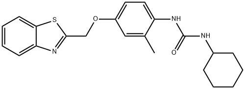 N-[4-(1,3-benzothiazol-2-ylmethoxy)-2-methylphenyl]-N'-cyclohexylurea Struktur