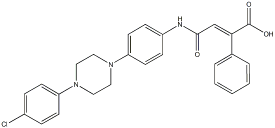 4-{4-[4-(4-chlorophenyl)-1-piperazinyl]anilino}-4-oxo-2-phenyl-2-butenoic acid Struktur