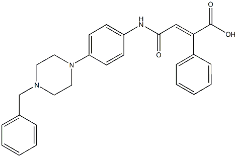 4-[4-(4-benzyl-1-piperazinyl)anilino]-4-oxo-2-phenyl-2-butenoicacid Struktur