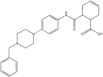 6-{[4-(4-benzyl-1-piperazinyl)anilino]carbonyl}-3-cyclohexene-1-carboxylicacid Struktur