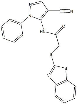 2-(1,3-benzothiazol-2-ylsulfanyl)-N-(4-cyano-1-phenyl-1H-pyrazol-5-yl)acetamide Struktur