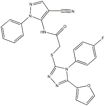 N-(4-cyano-1-phenyl-1H-pyrazol-5-yl)-2-{[4-(4-fluorophenyl)-5-(2-furyl)-4H-1,2,4-triazol-3-yl]sulfanyl}acetamide Struktur