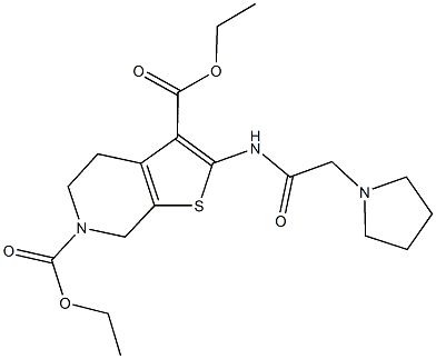 diethyl 2-[(1-pyrrolidinylacetyl)amino]-4,7-dihydrothieno[2,3-c]pyridine-3,6(5H)-dicarboxylate Struktur