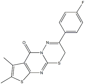 2-(4-fluorophenyl)-7,8-dimethyl-3H,9H-thieno[2',3':4,5]pyrimido[2,1-b][1,3,4]thiadiazin-9-one Struktur