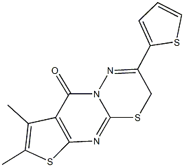 7,8-dimethyl-2-(2-thienyl)-3H,9H-thieno[2',3':4,5]pyrimido[2,1-b][1,3,4]thiadiazin-9-one Struktur