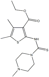 ethyl 4,5-dimethyl-2-{[(4-methyl-1-piperazinyl)carbothioyl]amino}-3-thiophenecarboxylate Struktur