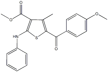 methyl 2-anilino-5-(4-methoxybenzoyl)-4-methyl-3-thiophenecarboxylate Struktur