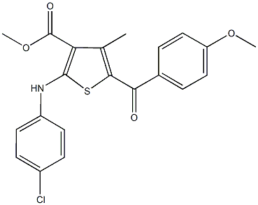 methyl 2-(4-chloroanilino)-5-(4-methoxybenzoyl)-4-methyl-3-thiophenecarboxylate Struktur