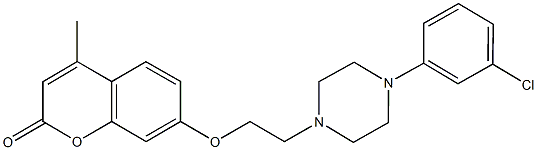 7-{2-[4-(3-chlorophenyl)-1-piperazinyl]ethoxy}-4-methyl-2H-chromen-2-one Struktur