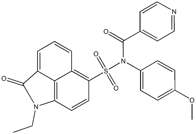 1-ethyl-N-isonicotinoyl-N-(4-methoxyphenyl)-2-oxo-1,2-dihydrobenzo[cd]indole-6-sulfonamide Struktur