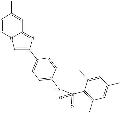 2,4,6-trimethyl-N-[4-(7-methylimidazo[1,2-a]pyridin-2-yl)phenyl]benzenesulfonamide Struktur