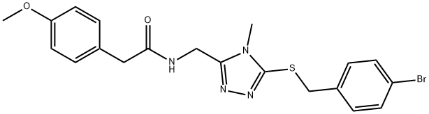 N-({5-[(4-bromobenzyl)sulfanyl]-4-methyl-4H-1,2,4-triazol-3-yl}methyl)-2-(4-methoxyphenyl)acetamide Struktur