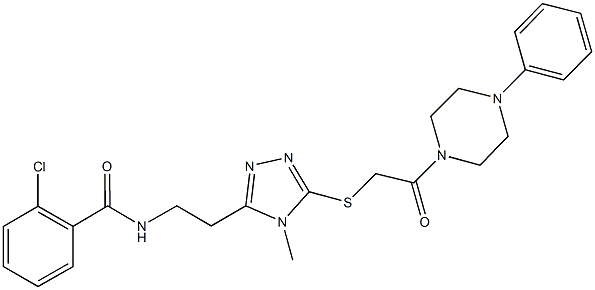 2-chloro-N-[2-(4-methyl-5-{[2-oxo-2-(4-phenyl-1-piperazinyl)ethyl]sulfanyl}-4H-1,2,4-triazol-3-yl)ethyl]benzamide Struktur