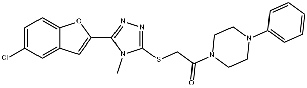 5-(5-chloro-1-benzofuran-2-yl)-4-methyl-4H-1,2,4-triazol-3-yl 2-oxo-2-(4-phenyl-1-piperazinyl)ethyl sulfide Struktur