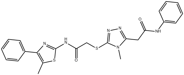 2-{[5-(2-anilino-2-oxoethyl)-4-methyl-4H-1,2,4-triazol-3-yl]sulfanyl}-N-(5-methyl-4-phenyl-1,3-thiazol-2-yl)acetamide Struktur