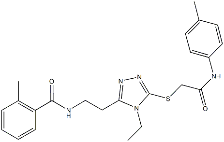 N-[2-(4-ethyl-5-{[2-oxo-2-(4-toluidino)ethyl]sulfanyl}-4H-1,2,4-triazol-3-yl)ethyl]-2-methylbenzamide Struktur