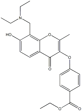 ethyl 4-({8-[(diethylamino)methyl]-7-hydroxy-2-methyl-4-oxo-4H-chromen-3-yl}oxy)benzoate Struktur