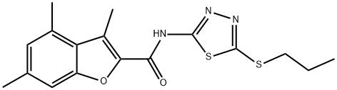 3,4,6-trimethyl-N-[5-(propylsulfanyl)-1,3,4-thiadiazol-2-yl]-1-benzofuran-2-carboxamide Struktur