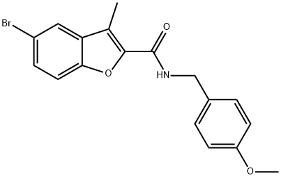 5-bromo-N-(4-methoxybenzyl)-3-methyl-1-benzofuran-2-carboxamide Struktur