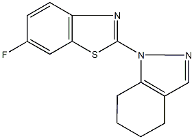 6-fluoro-2-(4,5,6,7-tetrahydro-1H-indazol-1-yl)-1,3-benzothiazole Struktur