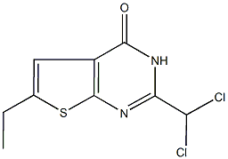 2-(dichloromethyl)-6-ethylthieno[2,3-d]pyrimidin-4(3H)-one Struktur