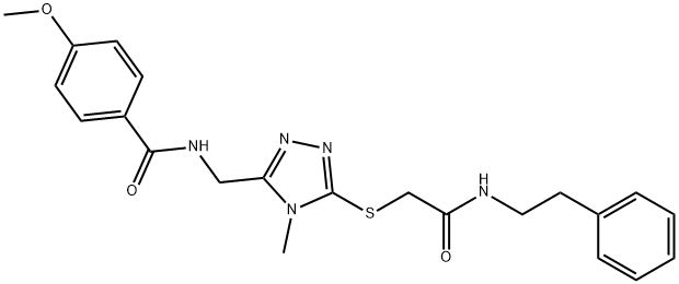 4-methoxy-N-{[4-methyl-5-({2-oxo-2-[(2-phenylethyl)amino]ethyl}sulfanyl)-4H-1,2,4-triazol-3-yl]methyl}benzamide Struktur