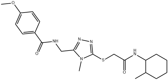 4-methoxy-N-{[4-methyl-5-({2-[(2-methylcyclohexyl)amino]-2-oxoethyl}sulfanyl)-4H-1,2,4-triazol-3-yl]methyl}benzamide Struktur