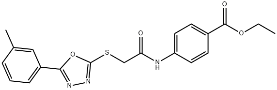 ethyl 4-[({[5-(3-methylphenyl)-1,3,4-oxadiazol-2-yl]sulfanyl}acetyl)amino]benzoate Struktur