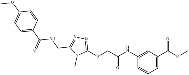 methyl 3-({[(5-{[(4-methoxybenzoyl)amino]methyl}-4-methyl-4H-1,2,4-triazol-3-yl)sulfanyl]acetyl}amino)benzoate Struktur