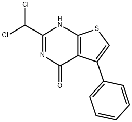 2-(dichloromethyl)-5-phenylthieno[2,3-d]pyrimidin-4(3H)-one Struktur