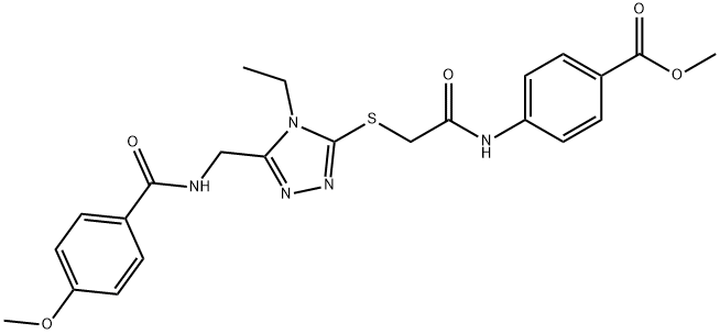 methyl 4-({[(4-ethyl-5-{[(4-methoxybenzoyl)amino]methyl}-4H-1,2,4-triazol-3-yl)sulfanyl]acetyl}amino)benzoate Struktur