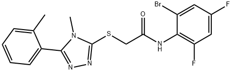 N-(2-bromo-4,6-difluorophenyl)-2-{[4-methyl-5-(2-methylphenyl)-4H-1,2,4-triazol-3-yl]sulfanyl}acetamide Struktur