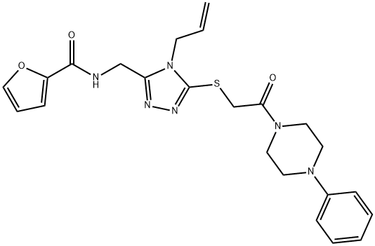 N-[(4-allyl-5-{[2-oxo-2-(4-phenyl-1-piperazinyl)ethyl]sulfanyl}-4H-1,2,4-triazol-3-yl)methyl]-2-furamide Struktur